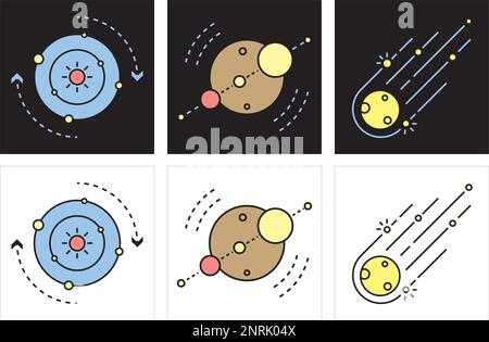 Illustration vectorielle de l'icône espace et planètes.symboles Sciences spatiales et Astrologie. Icône univers. Illustration de Vecteur