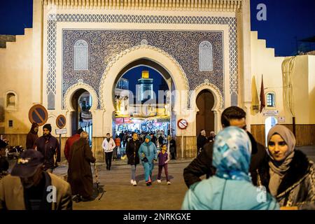 La porte Bab Bou Jeloud, Médina Fès,Maroc. Banque D'Images