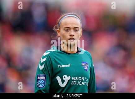 Naoisha McAloon, gardien de but de Durham, lors du cinquième match de la Vitality Women's FA Cup au Leigh Sports Village, Manchester. Date de la photo: Dimanche 26 février 2023. Banque D'Images