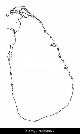 Carte de contour du Sri Lanka isolée sur fond blanc Illustration de Vecteur