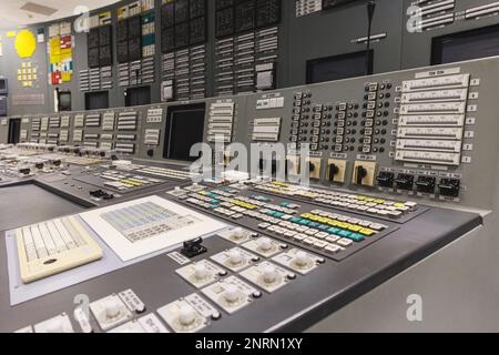 Visaginas, Lituanie - 2023 26 février: Centrale nucléaire d'Ignalina. Panneau de commande identique à la centrale de Tchernobyl. PH de haute qualité Banque D'Images
