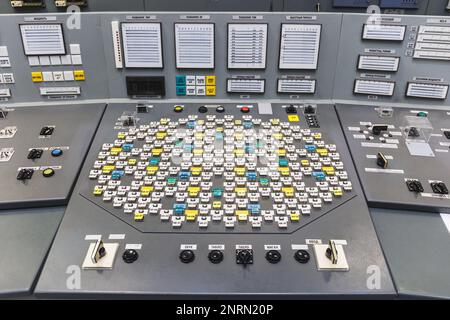 Visaginas, Lituanie - 2023 26 février: Centrale nucléaire d'Ignalina. Panneau de commande identique à la centrale de Tchernobyl. PH de haute qualité Banque D'Images
