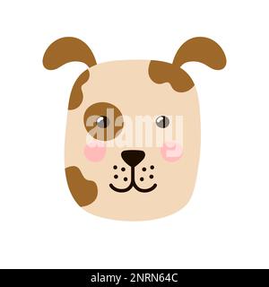 Tête de chien mignonne de style dessin animé. Visage de chiot pour bébé et enfant Illustration de Vecteur