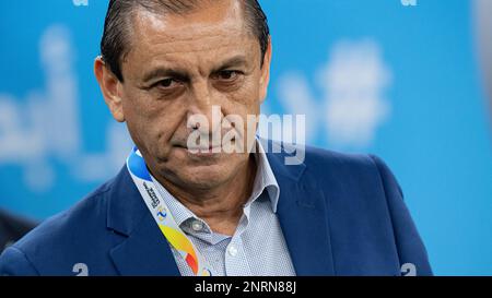 Doha, Qatar. 26th févr. 2023. Ramon Diaz, entraîneur en chef de la SFC Al-Hilal (KSA) d'Argentine, regarde avant leur match semi-final de la Ligue des champions de l'AFC 2022 contre Al-Duhail SC (QAT) au stade Al Thumama sur 26 février 2023 à Doha, au Qatar. Photo de Victor Fraile / Power Sport Images crédit: Power Sport Images Ltd/Alay Live News Banque D'Images