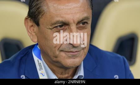 Doha, Qatar. 26th févr. 2023. Ramon Diaz, entraîneur en chef de la SFC Al-Hilal (KSA) d'Argentine, regarde avant leur match semi-final de la Ligue des champions de l'AFC 2022 contre Al-Duhail SC (QAT) au stade Al Thumama sur 26 février 2023 à Doha, au Qatar. Photo de Victor Fraile / Power Sport Images crédit: Power Sport Images Ltd/Alay Live News Banque D'Images