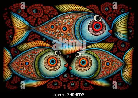 Deux poissons face vers le haut avec un ci-dessus Banque D'Images