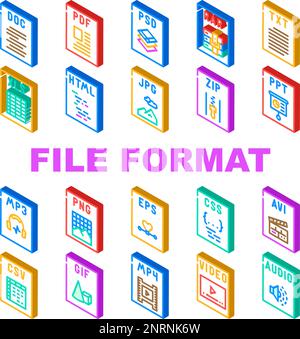 format de fichier les icônes de document définissent le vecteur Illustration de Vecteur