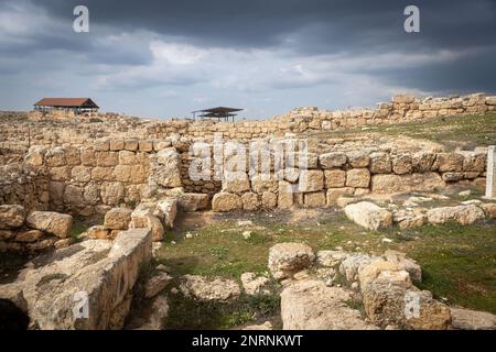 Khirbet Susya est un village palestinien en Cisjordanie. Israël - 13.02.2023, ruines de l'ancienne colonie juive de Susiya dans les Highlands d'Hébron Banque D'Images