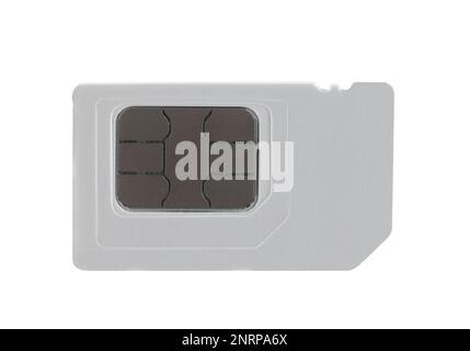 Mini carte SIM moderne isolée sur blanc Banque D'Images