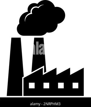 Usine avec cheminée et icône de silhouette de fumée. Industrie. Vecteur modifiable. Illustration de Vecteur