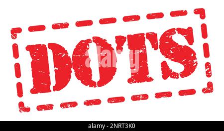 TEXTE À POINTS inscrit sur l'enseigne rouge en forme de tiret. Banque D'Images