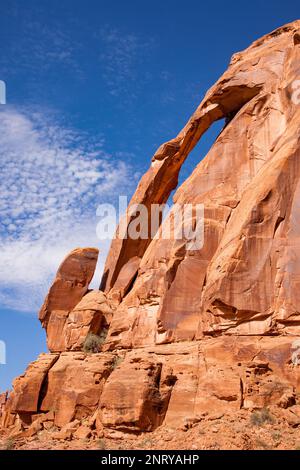 La cruche Handle Arch est une arche presque verticale dans le grès Wingate près de la rivière Colorado près de Moab, Utah. Banque D'Images