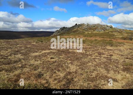 Vue printanière de Honeybag tor, Dartmoor, Devon, Angleterre, Royaume-Uni Banque D'Images