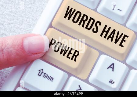 Les mots de signe d'écriture à la main ont le pouvoir. Photo conceptuelle énergie capacité à guérir aider à entraver humble et humilier Banque D'Images