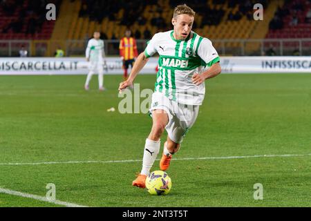 Via Del Mare stade, Lecce, Italie, 25 février 2023, Davide Frattesi (US Sassuolo Calcio) pendant US Lecce vs US Sassuolo - football italien série A match Banque D'Images