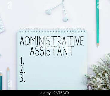 Affiche l'Assistant d'administration. Word pour les tâches de commis du spécialiste du support administratif Banque D'Images