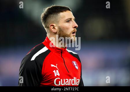 Swansea, Royaume-Uni. 27th févr. 2023. Conor Washington de Rotherham pendant l'échauffement. Match de championnat EFL Skybet, Swansea City et Rotherham Utd au stade Swansea.com de Swansea, pays de Galles, le lundi 27th février 2023. Cette image ne peut être utilisée qu'à des fins éditoriales. Utilisation éditoriale uniquement, licence requise pour une utilisation commerciale. Aucune utilisation dans les Paris, les jeux ou les publications d'un seul club/ligue/joueur. photo par Lewis Mitchell/Andrew Orchard sports photographie/Alamy Live News crédit: Andrew Orchard sports photographie/Alamy Live News Banque D'Images