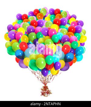 Grand bouquet de ballons de couleur sur fond blanc Banque D'Images