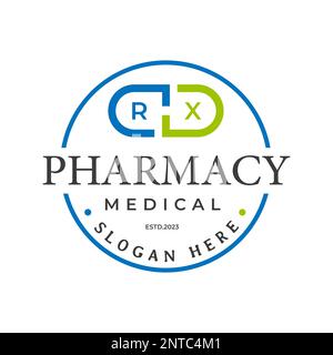 RX pharmacie capsule médicament logo Emblem Vector Design, Drug Choice, Drug store, modèle de logo vectoriel Illustration de Vecteur