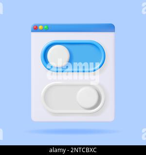3D boutons Marche/Arrêt basculer dans la fenêtre du navigateur Illustration de Vecteur