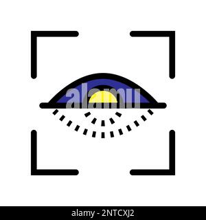 Icône de ligne de balayage de la rétine isolée sur fond blanc. Icône fine et plate noire sur un style moderne. Symbole linéaire et contour modifiable. Simple et pixel Illustration de Vecteur