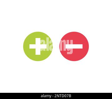 Logo de l'ensemble de signes plus et moins. Plus, moins, symboles mathématiques sur fond blanc. Illustration de Vecteur