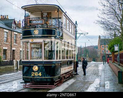 STANLEY, County Durham/UK - 20 janvier : vieux tramway à la nord de l'Angleterre Open Air Museum à Stanley, County Durham le 20 janvier 2018. Des inconnus Banque D'Images