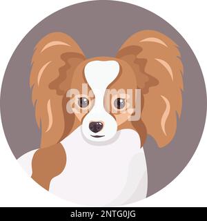 Portrait de chien de paillon de dessin animé isolé sur fond transparent. Joli petit animal de compagnie vectoriel. Animal domestique. Illustration de Vecteur