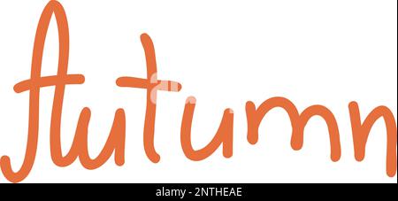 Ensemble de lettres vectorielles dessinées à la main pour l'automne. Lot d'autocollants à texte manuscrit de la saison d'automne. Phrases automnales avec éléments décoratifs mignons et douillets Illustration de Vecteur