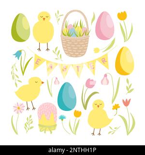 Ensemble de clips d'art à motif de Pâques Illustration de Vecteur