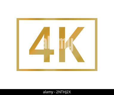 Symbole de résolution Golden 4K. Concept des résolutions et des médias. Illustration de Vecteur