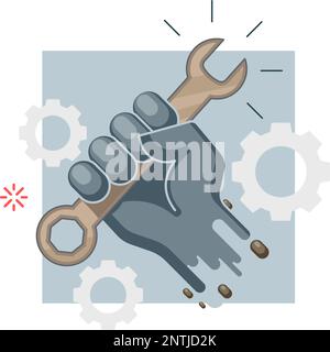 Main tenant une clé - Unity pour la main-d'œuvre - Illustration de stock comme fichier EPS 10 Illustration de Vecteur