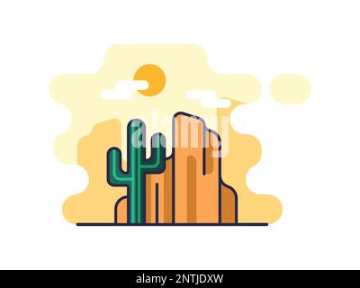 Illustration d'une icône de cactus, isolée sur fond blanc. paysage de la nature. Illustration de Vecteur