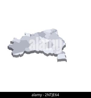 Brésil carte politique des divisions administratives - unités fédératives du Brésil. 3D carte vectorielle vierge isométrique en nuances de gris. Illustration de Vecteur