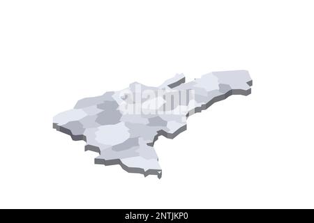 République dominicaine carte politique des divisions administratives - provinces et district national. 3D carte vectorielle vierge isométrique en nuances de gris. Illustration de Vecteur