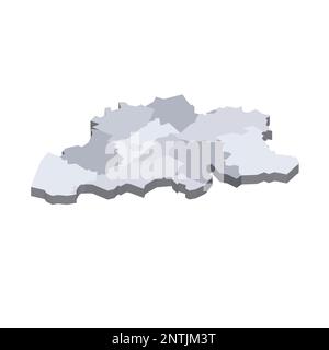 Belgique carte politique des divisions administratives - provinces. 3D carte vectorielle vierge isométrique en nuances de gris. Illustration de Vecteur