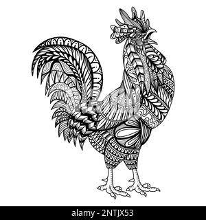 Illustration de la page de coloriage de poulet de poulet de coq mandala zentangle pour votre entreprise ou marque Illustration de Vecteur