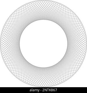 Modèle de spirographe. Texture d'ornement concentrique. Elément filaire symétrique harmonique. Forme guilloche ronde isolée sur fond blanc Illustration de Vecteur