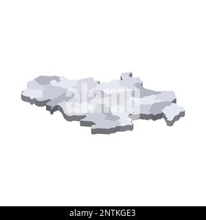 Serbie carte politique des divisions administratives - oktapis et ville autonome de Belgrade. 3D carte vectorielle vierge isométrique en nuances de gris. Illustration de Vecteur