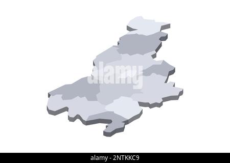 Slovénie carte politique des divisions administratives - régions statistiques. 3D carte vectorielle vierge isométrique en nuances de gris. Illustration de Vecteur