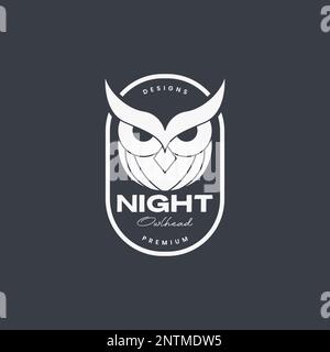 tête hibou nuit mise au point géométrique plat badge logo design vecteur icône illustration Illustration de Vecteur