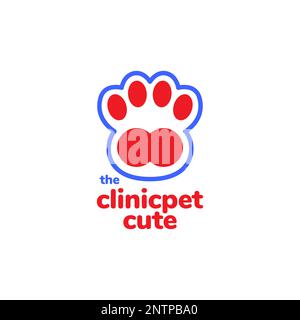 paw foot animaux amoureux chien soins de chat santé clinique moderne logo design icône illustration vectorielle Illustration de Vecteur