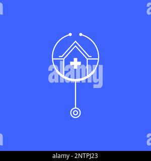 stéthoscope soins de santé clinique médicale hôpital ligne logo design vecteur icône illustration Illustration de Vecteur