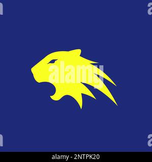 tête bête animal rugissant léopard panthère plat moderne simple logo design illustration d'icône vectorielle Illustration de Vecteur