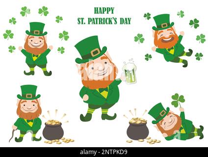 St. Patrick’s Day Vector symbole jeu d’illustrations isolé sur fond blanc. Illustration de Vecteur