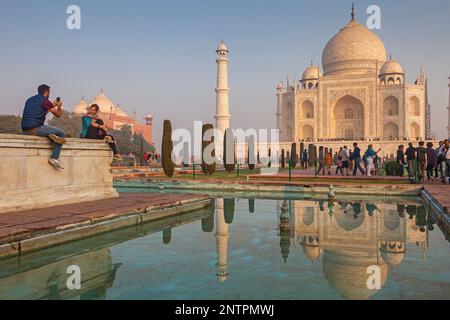 Taj Mahal, UNESCO World Heritage Site, Agra, Uttar Pradesh, Inde Banque D'Images