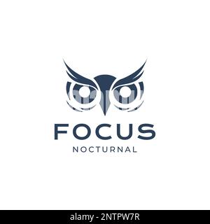 hibou nocturne tête yeux focus hunt nuit moderne logo design vecteur icône illustration Illustration de Vecteur