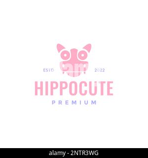 face hippo mignon animal eau graisse logo design vecteur icône illustration Illustration de Vecteur