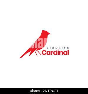 oiseau rouge petit cardinal isolé moderne endémique graine alimentaire logo dessin vecteur icône illustration Illustration de Vecteur