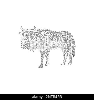Un seul dessin curly une ligne de l'art abstrait le plus sauvage Dessin de ligne continue dessin vectoriel illustration de la plus sauvage a une longue barbe Illustration de Vecteur
